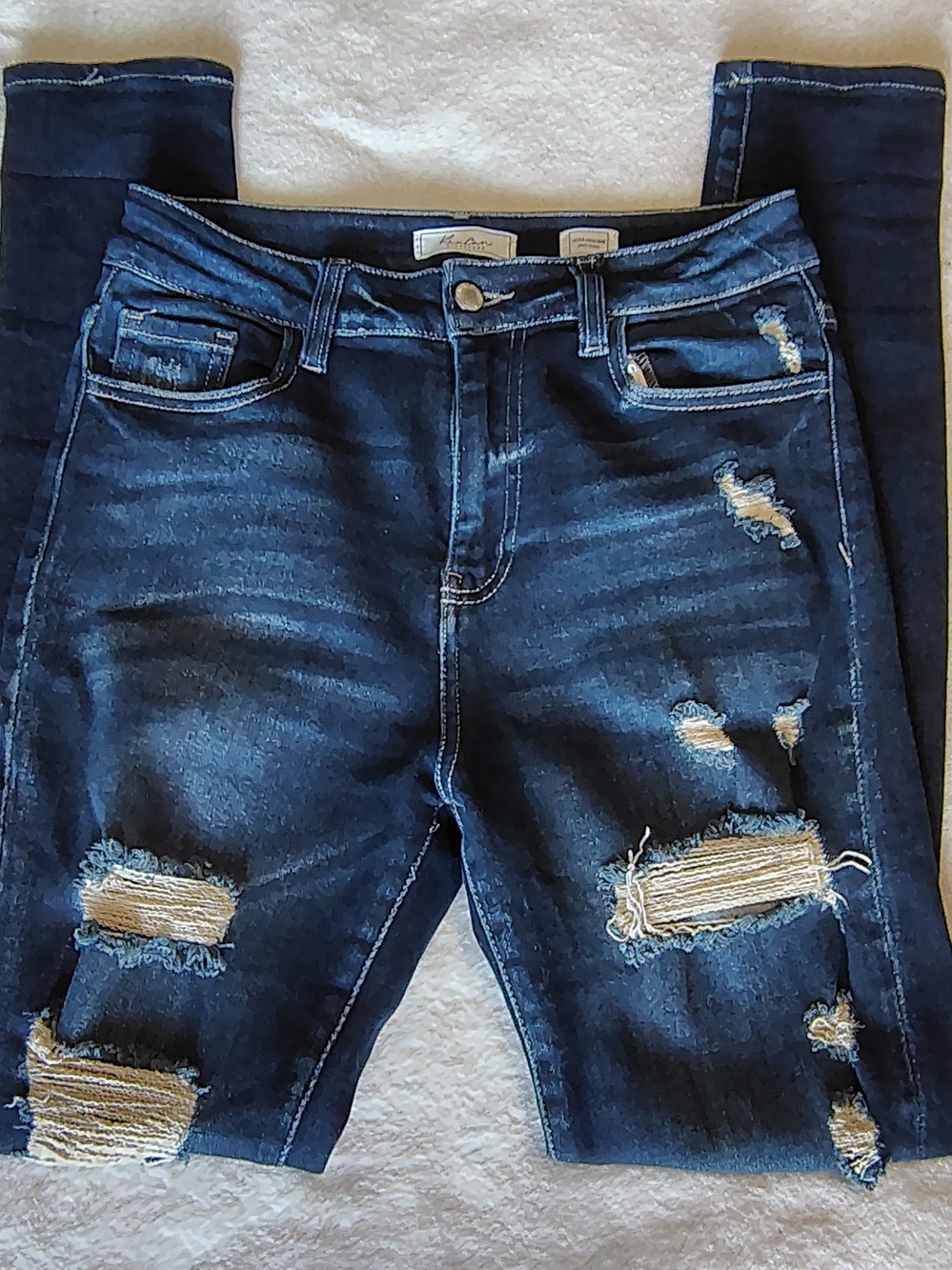 KanCan Women's Dark Blue Distressed Skinny Jeans